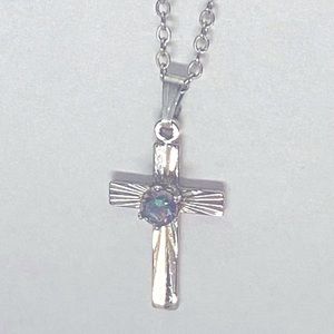 Two silver necklaces and a cuff link